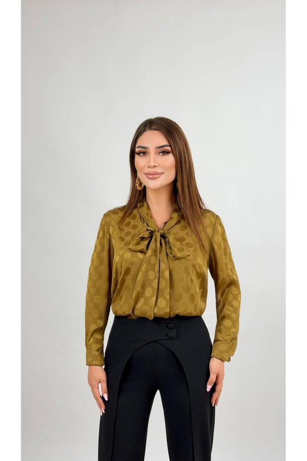 Fular bağcıklı bluz