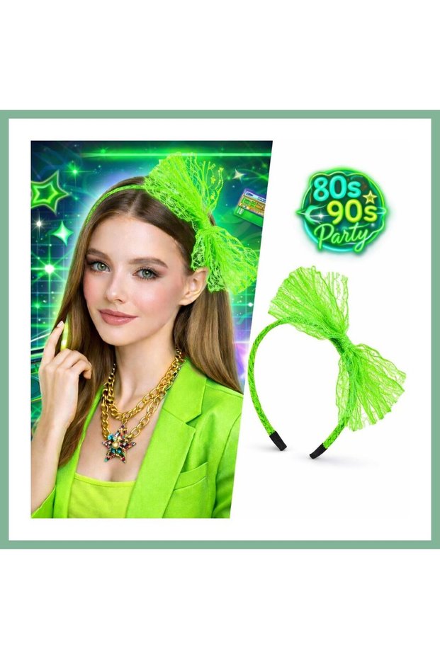 80? 90S Neon Green Lace Crown with Bow Bsk2026