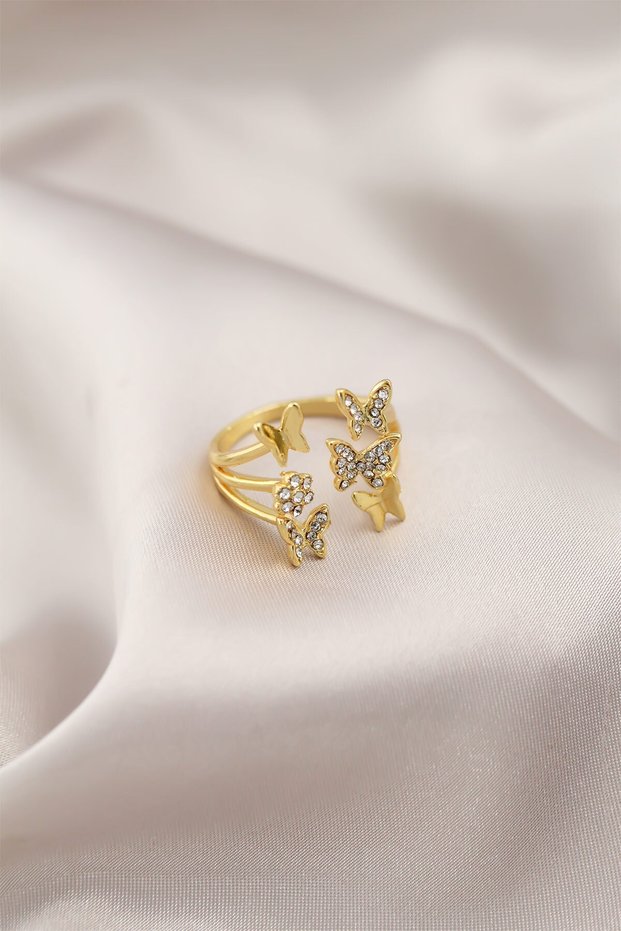 Gold Color Metal Butterfly Model Women's Ring