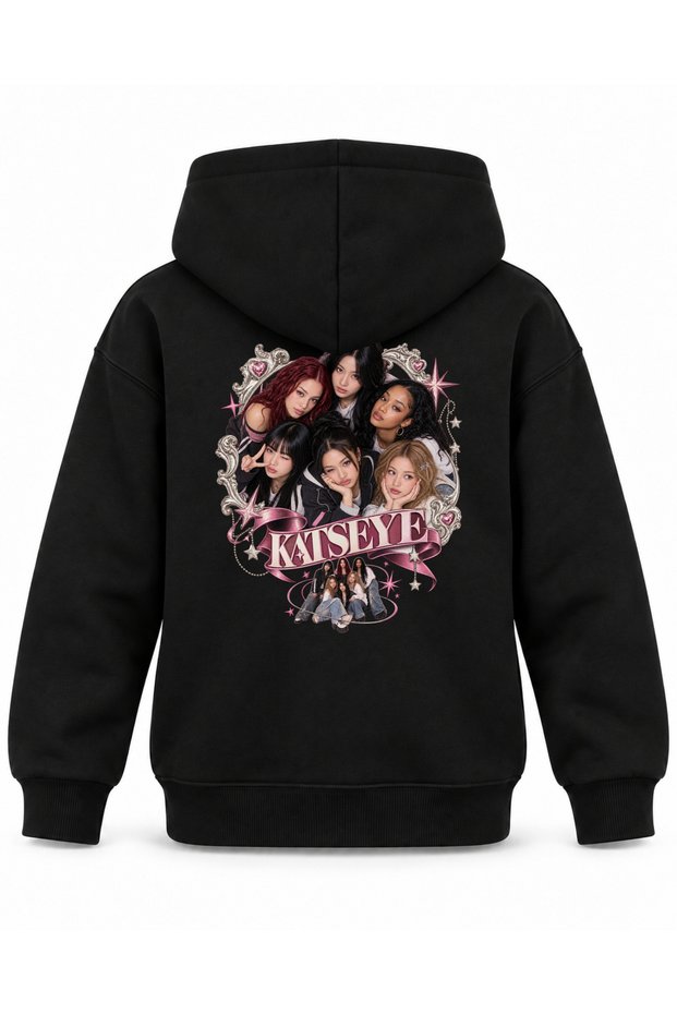 Katseye Broken Frame Portrait Printed Children's Hooded Sweatshirt