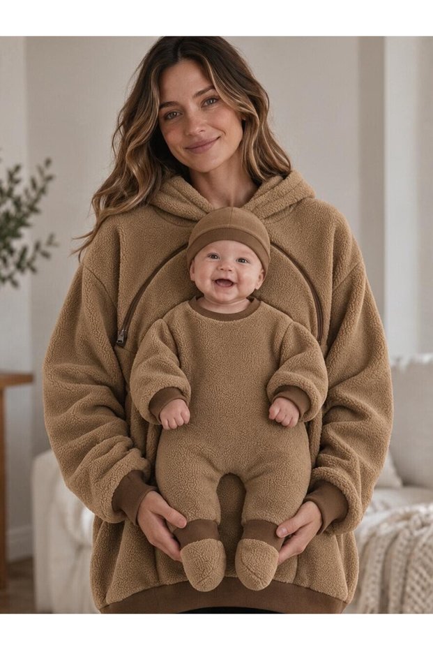 Mother Baby before & after Plush Baby Carrying Jacket Kangaroo