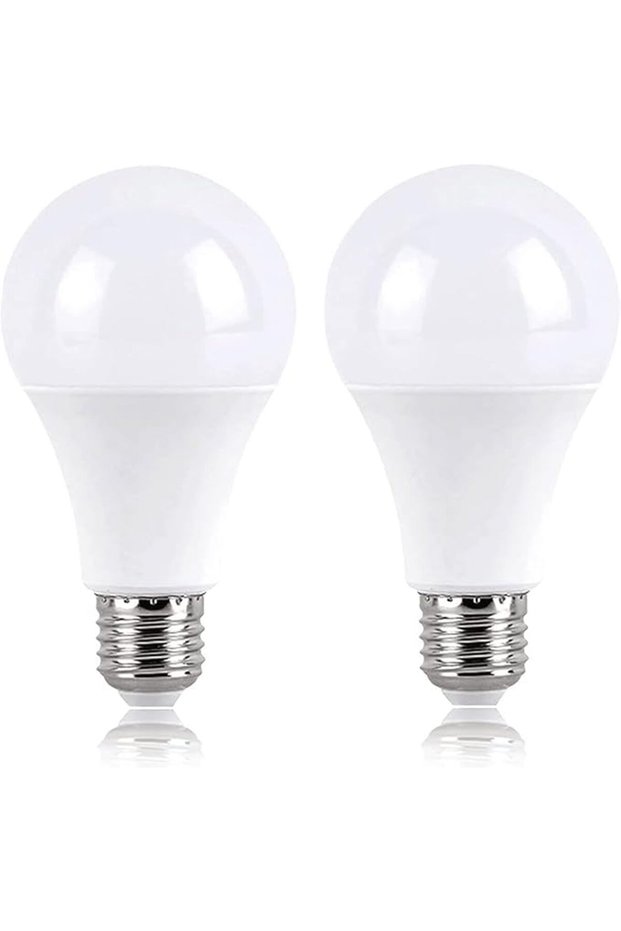 لمبة إضاءة LED بقوة 12 واط، غير قابلة للتعتيم، قاعدة E27، ضمان لمدة سنة واحدة. (2، أبيض)