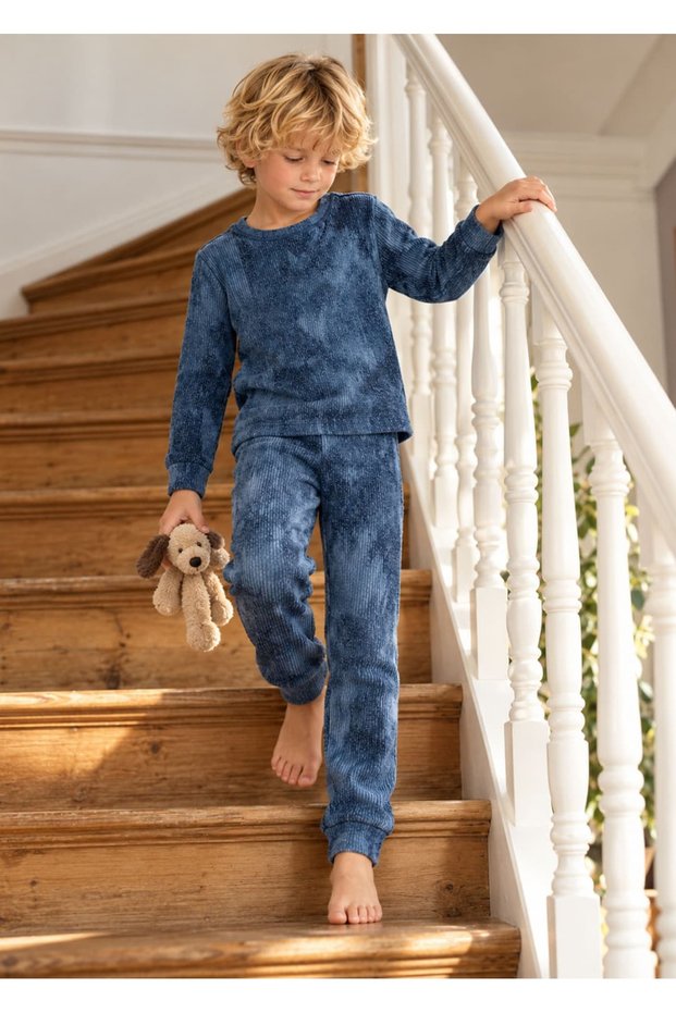 Soft Blue Vintage Winter Boys' Pajama Set
