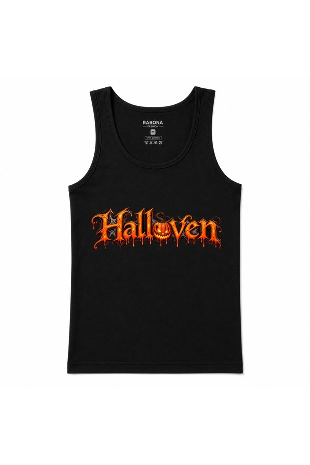 Halloween Inferno – Flaming Gothic Typography & Jack-O'-Lantern Graphic Tank Top
