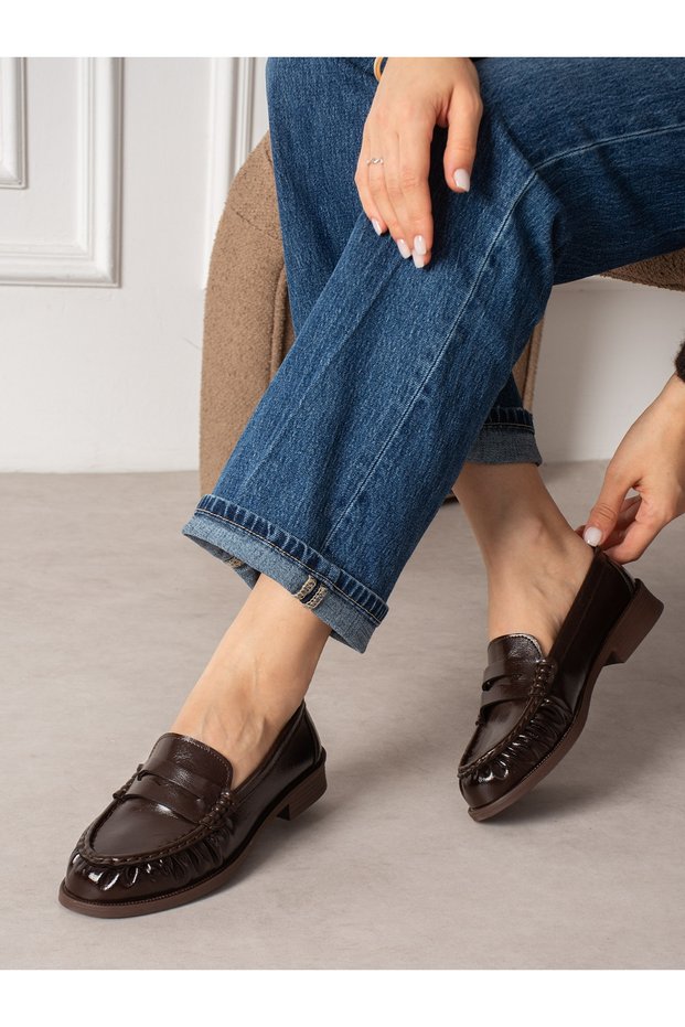 Bolly Brown Patent Leather Women's Loafer