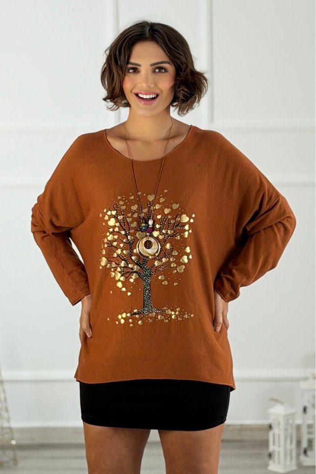 Brick Color Tree of Life Blouse