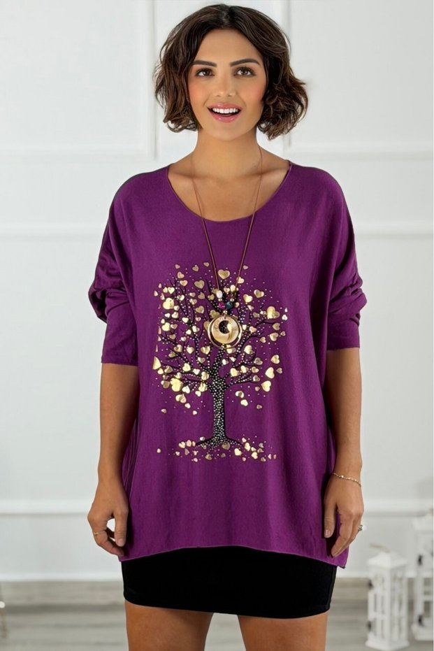 Purple Color Tree of Life Blouse