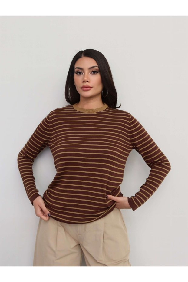 Crew Neck Striped Oversize Sweater