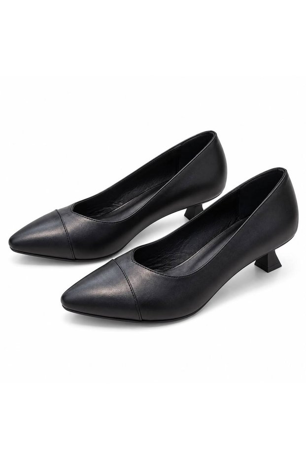 Women's Genuine Leather Pointed Toe Special Design Heeled Shoes
