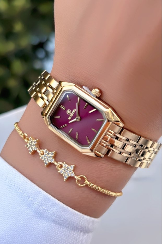 Small Square Case Steel Strap Women's Wristwatch -Waterproof- with Bracelet Gift