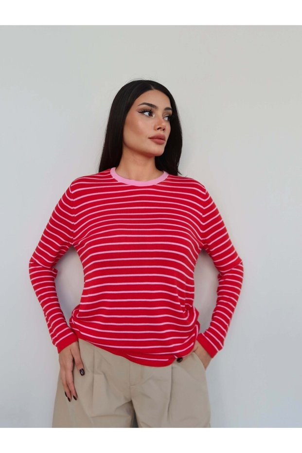 Crew Neck Striped Oversize Sweater