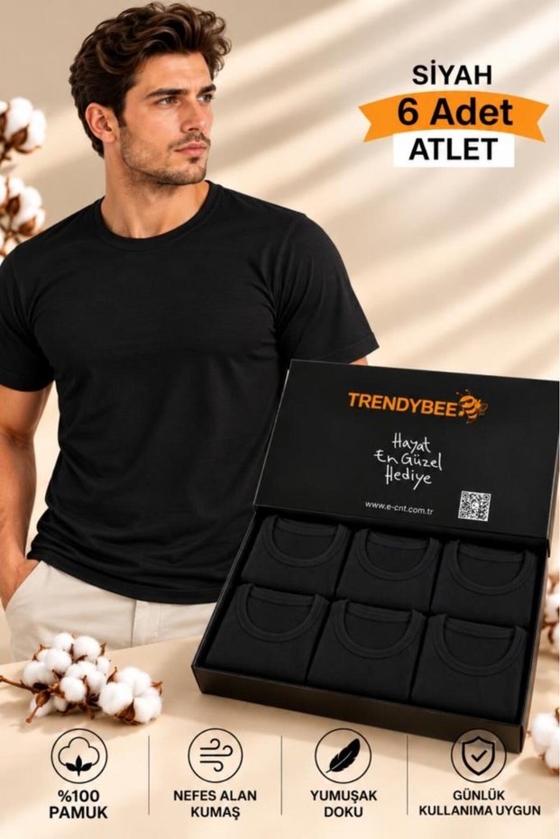 Men's 6 Pieces Crew Neck Short Sleeve Basic T-Shirt Daily Comfortable Cut Black Color