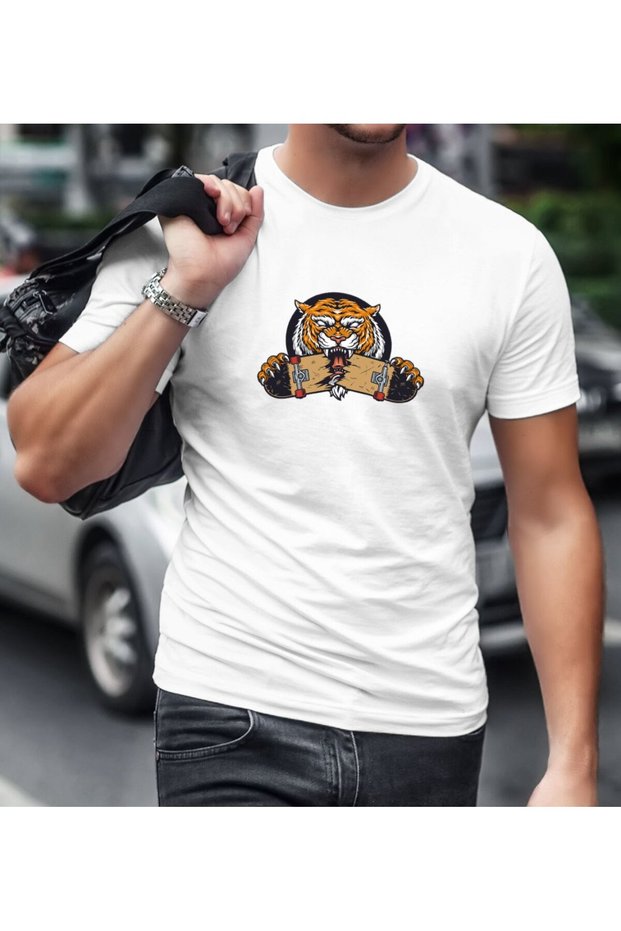 Tiger Design White T-Shirt-1