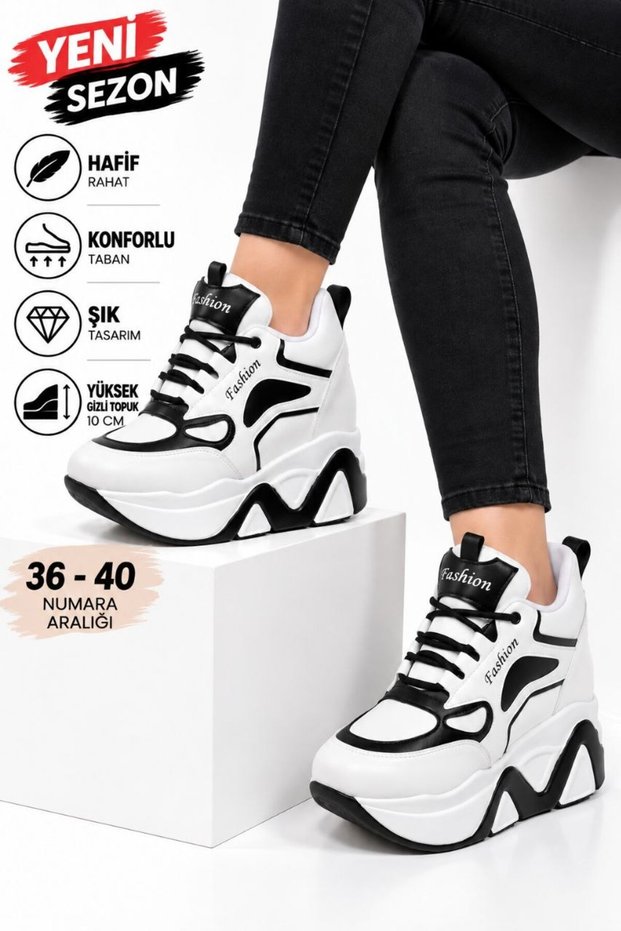 White and Black Women's Hidden Heels 10 cm