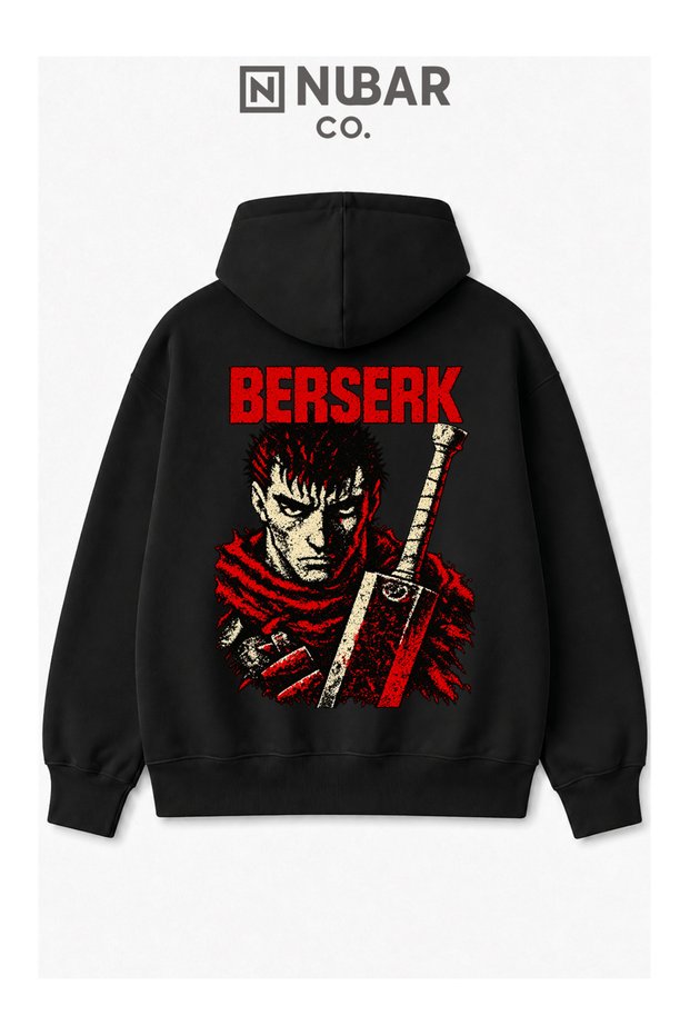 Berserk Anime Printed Premium Design Unisex 3 Thread Threaded Premium Hooded Sweatshirt