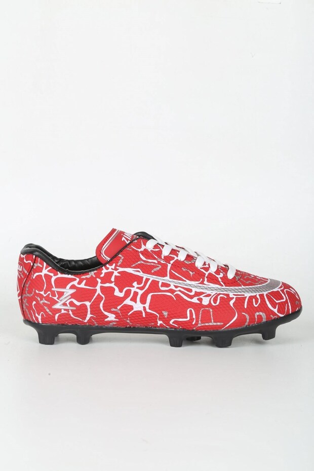 Soccer Cleats Football Sports Shoes Lace-Up Comfortable Flexible Use on Carpeted Fields and Grass Grounds Red Football Boots