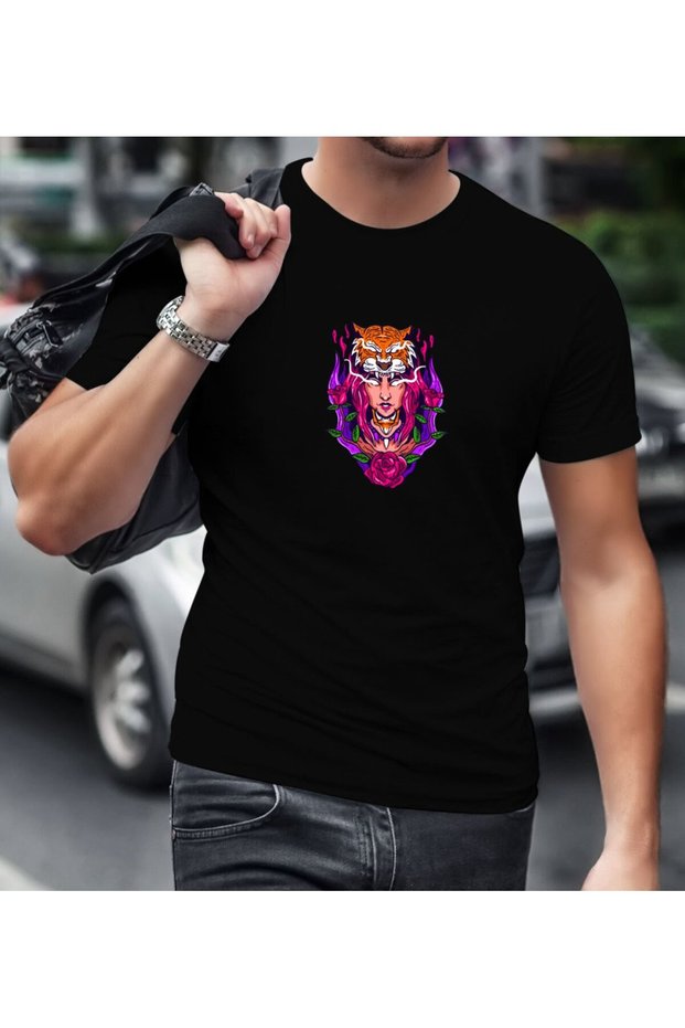 Tiger Design Black T-Shirt-2