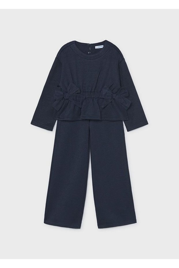 Girl's Knitwear Trousers Blouse Set Navy Blue 4530