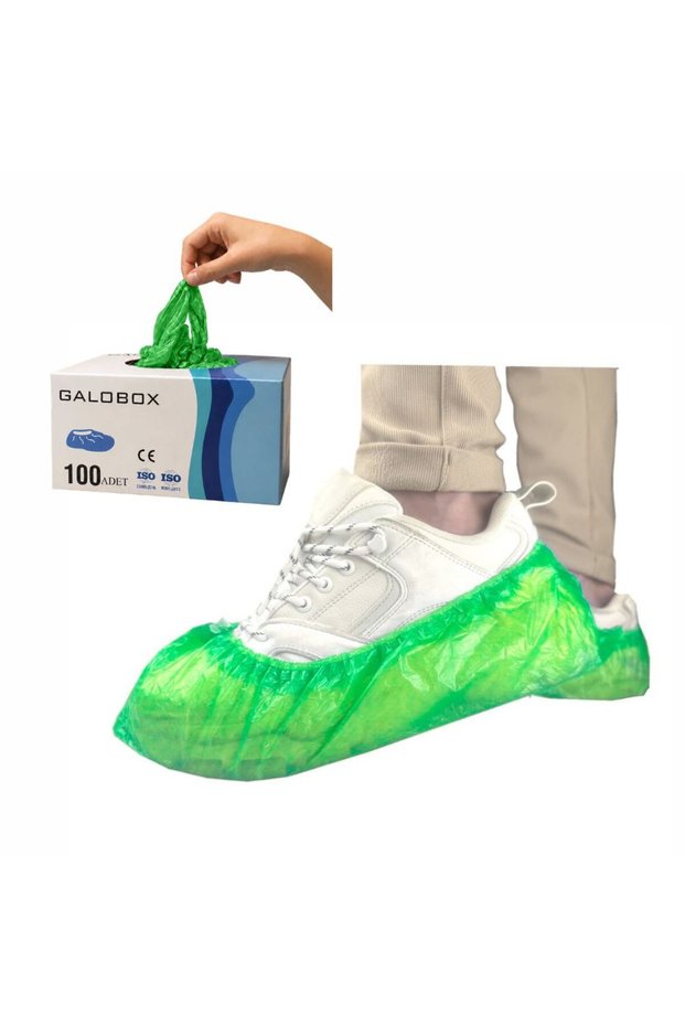Tear-Resistant Thick 40 Micron Shoe Covers Boxed Green 100 Pieces