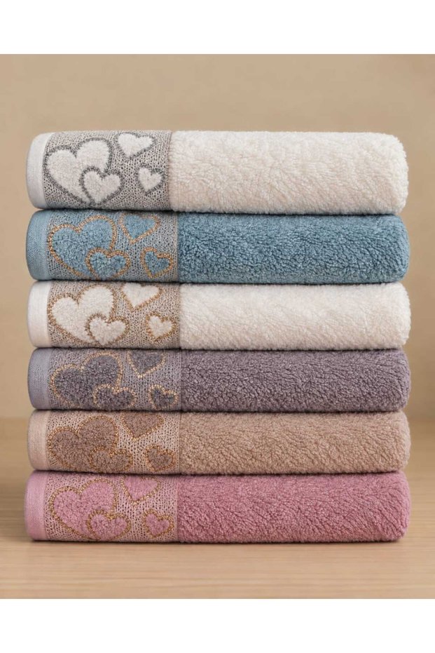 Desen 50*90 cm 6-Piece Hand and Face Towel Set - Dowry Set - Gift - Kitchen 100% Cotton