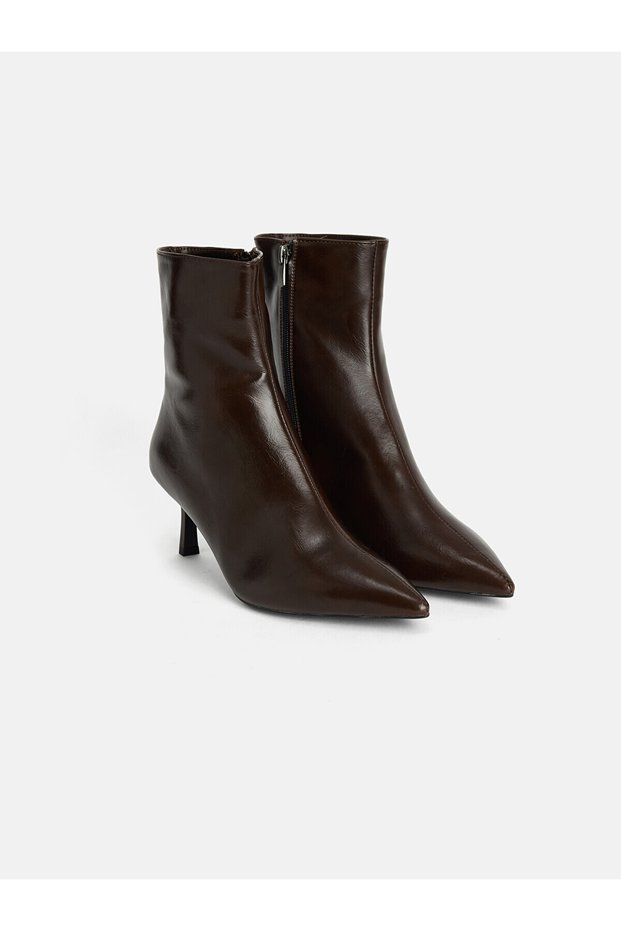 Özmarka New Season Brown Pointed Toe Thin Heeled Boots
