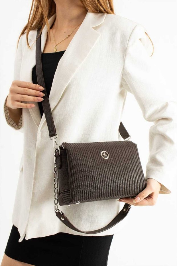 Asl738 Shoulder Bag Brown Striped