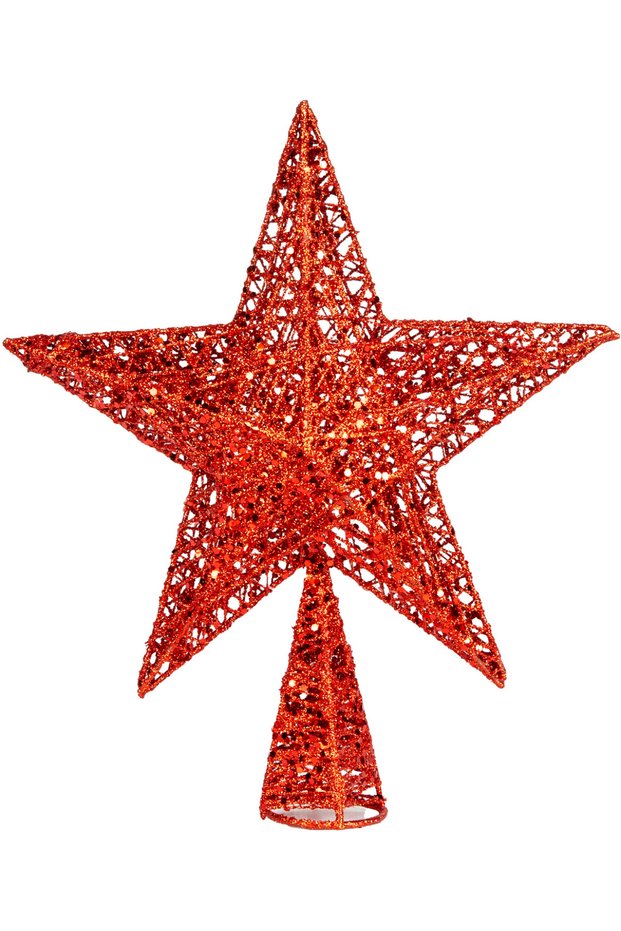 Christmas Ornament Pine Tree Top Ornament Red 25X30 Cm.