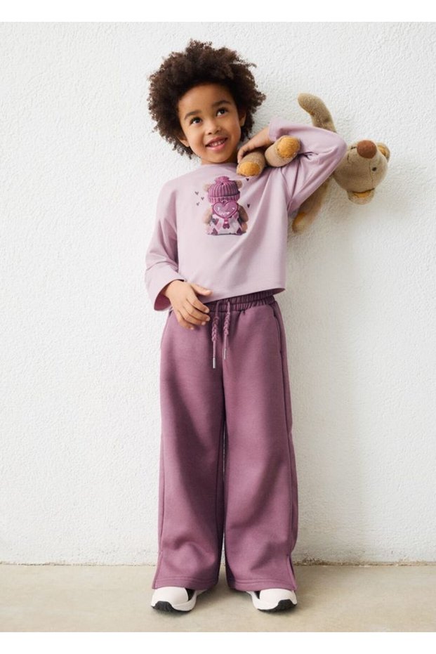 Girl's Wide Leg Sweatpants Dusty Rose 4518