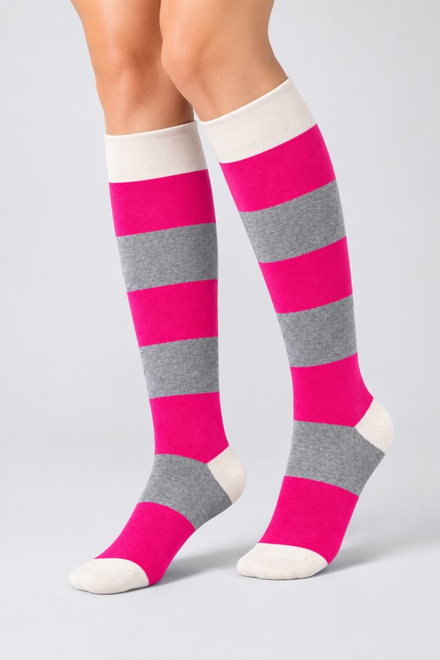 Women's Knee-Length Striped Long Socks – Colorful and Sporty