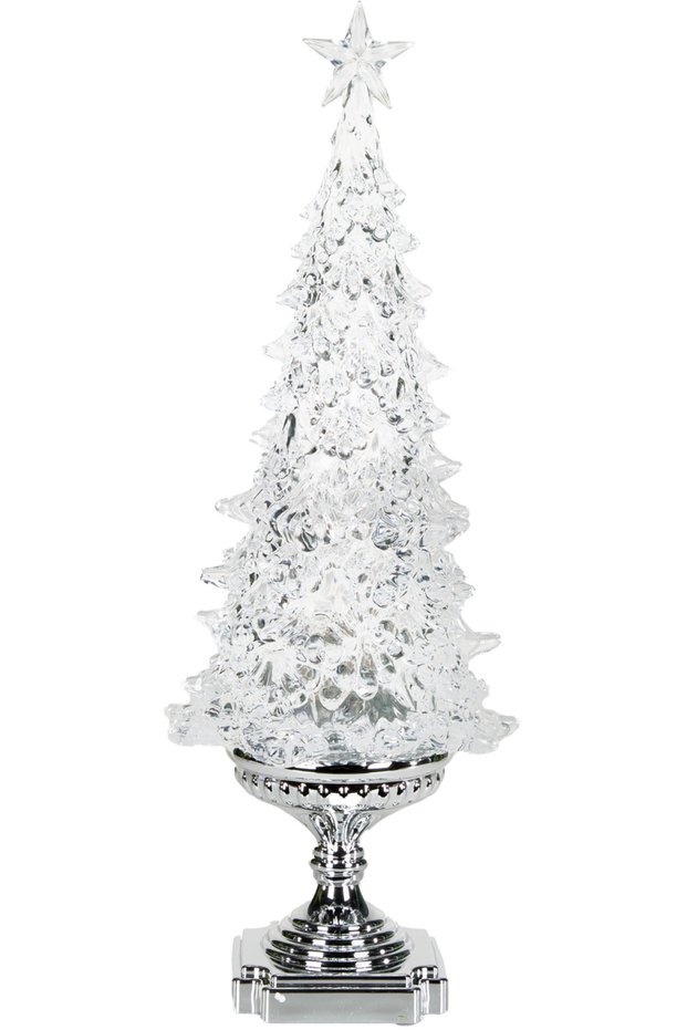 Christmas Ornament Lighted Pine Tree Crystal Look Transparent 20X51 Cm.