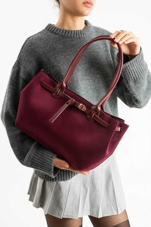 Moon7465 Suede Shoulder Bag Bordo