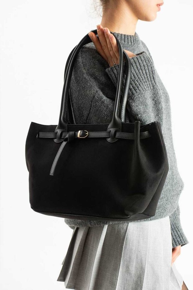 Moon7465 Suede Shoulder Bag Black