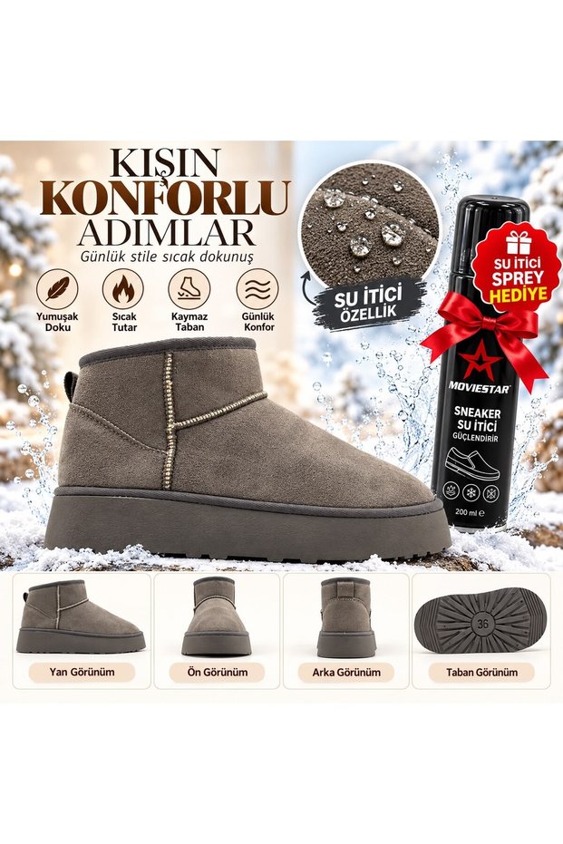 Suede Ultra Mini Platform Sole Boots with Plush Fur Inside