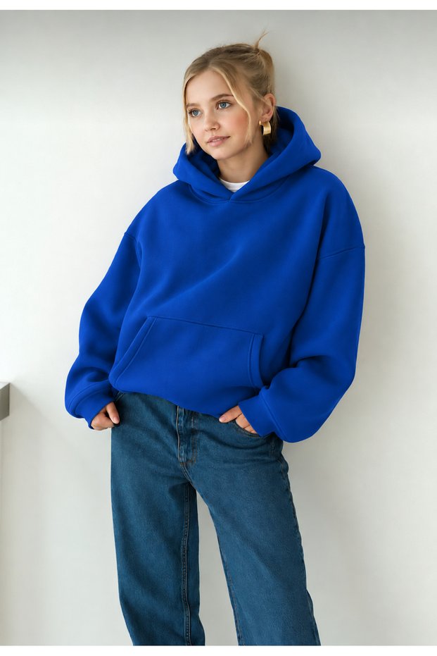 Women's Oversize Sweatshirt with Hood and Kangaroo Pocket