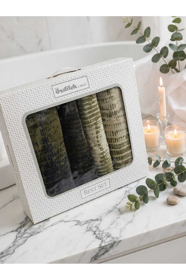 Verde Best Set Hamam Set Bath Towel Set (2 Pcs.) 90X150 cm + 2 Pcs. 50X90Cm)