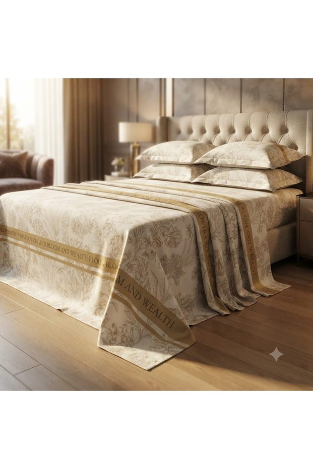 Luxury 3-Piece Cannon Cotton Bedsheet King Size (270x250 cm) – 200 Thread Count Flat Sheet with 2 Pillow Covers, Soft Breathable 3-Piece Bedding Set King Size (Cream., King (U.K. Standard))