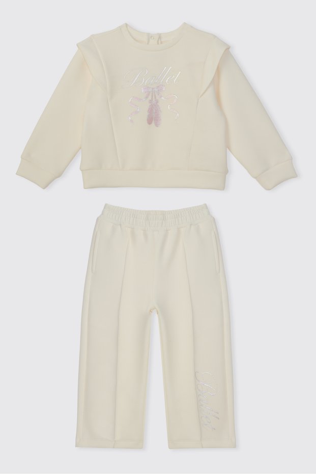 Baby Girl 2-Piece Ecru Tracksuit Set