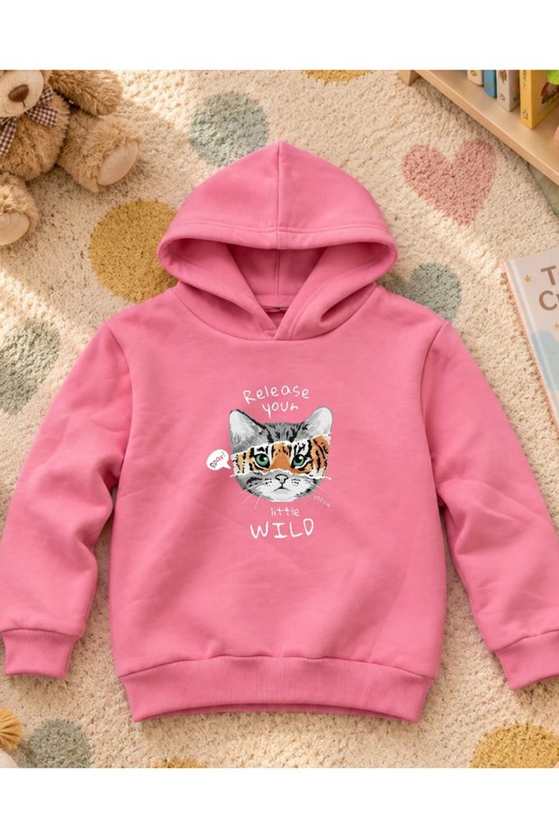 Plase Your Cat's Printed Hooded Unisex Kids Sweatshirt