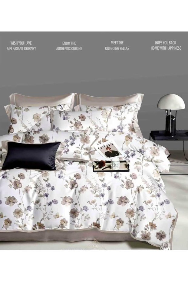 Luxury 3-Piece Turkish Satin Cotton Bedsheet Set – King Size | Ultra Soft, Breathable & Wrinkle-Resistant | Elegant Collection Bedding with 2 Pillowcases (Brown Floral, King (U.K. Standard))