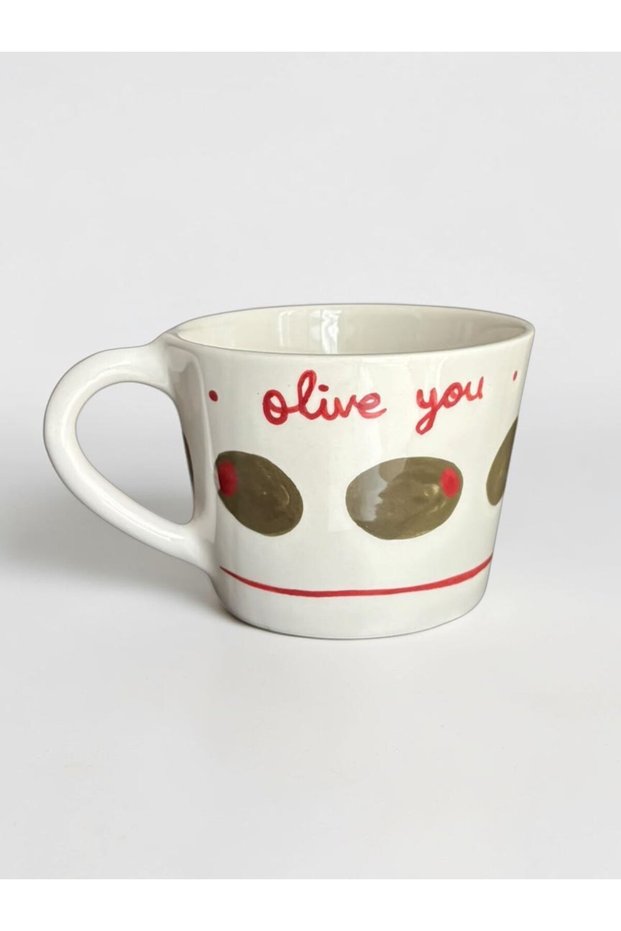 Olive You Temalı Handmade Seramik Kupa