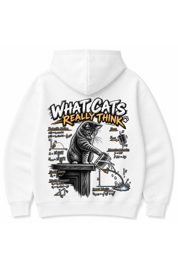 What Cats Really Think Physics Cat Graphic Cotton Hoodie