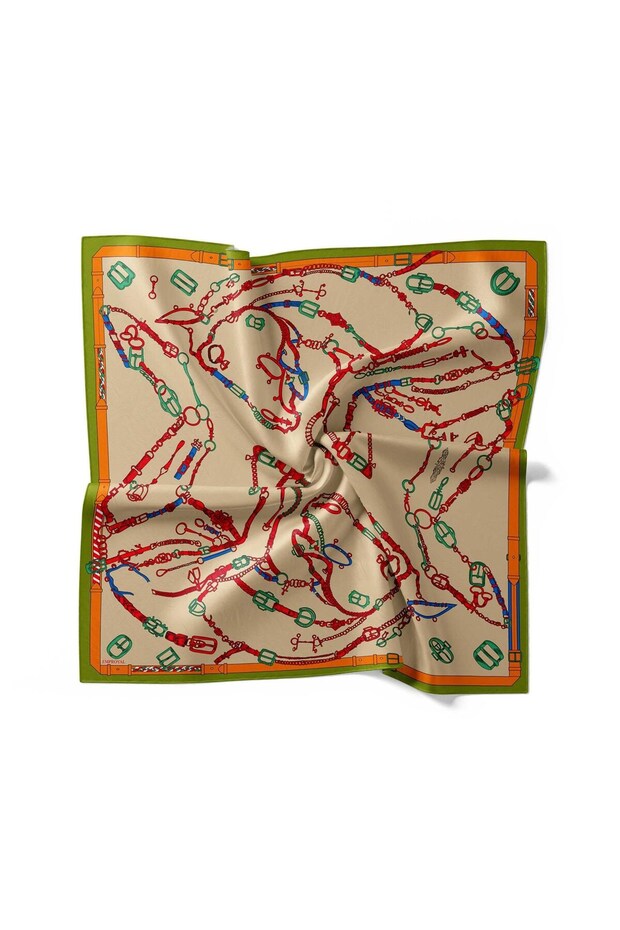 Printed Velune Scarf 9009 002 Beige Belt Pattern