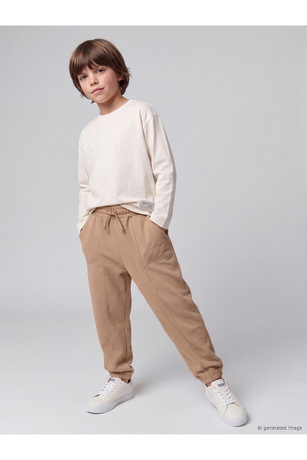 Peak New Season Beige Boys' Jogger Sweatpants