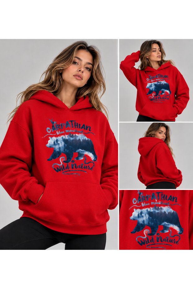 Hanorac Romania Unisex Oversized Printed Hooded Pocket Detail Premium Hoodie Sweatshirt