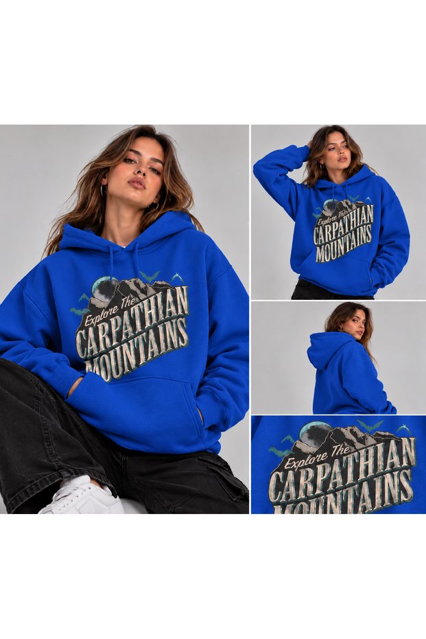 Hanorac Romania Unisex Oversized Printed Hooded Pocket Detail Premium Hoodie Sweatshirt
