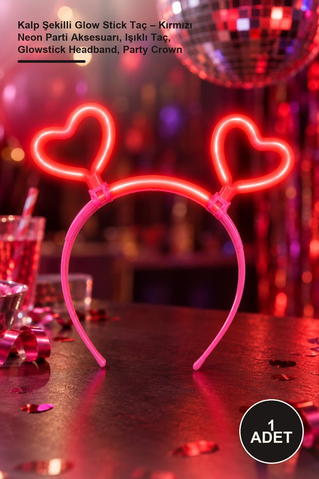 1 Piece Shaped Glow Stick Crown – Red Neon Party Accessory, Light-Up Crown, Glowstick Headband, Party Crown
