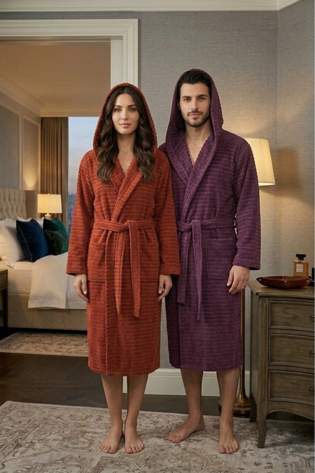 Set of 2 Reims Cotton Hooded Bathrobes