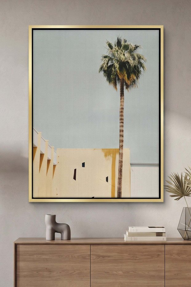 Palm Springs Aesthetic Architecture Wall Art | Portrait Framed Canvas Print | Luxury Home Decor
