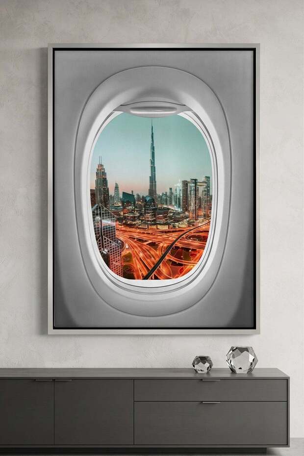 Dubai View Architecture Wall Art | Portrait Framed Canvas Print | Modern Decor for Living Room