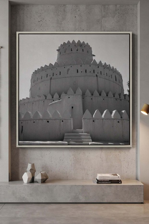 Al Jahili Fort Al Ain Architecture Wall Art | Square Framed Canvas Print | Luxury Home Decor